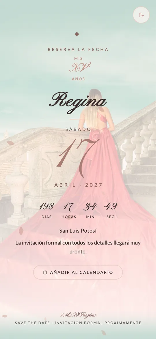 El Save the Date de Regina con su cuenta regresiva
